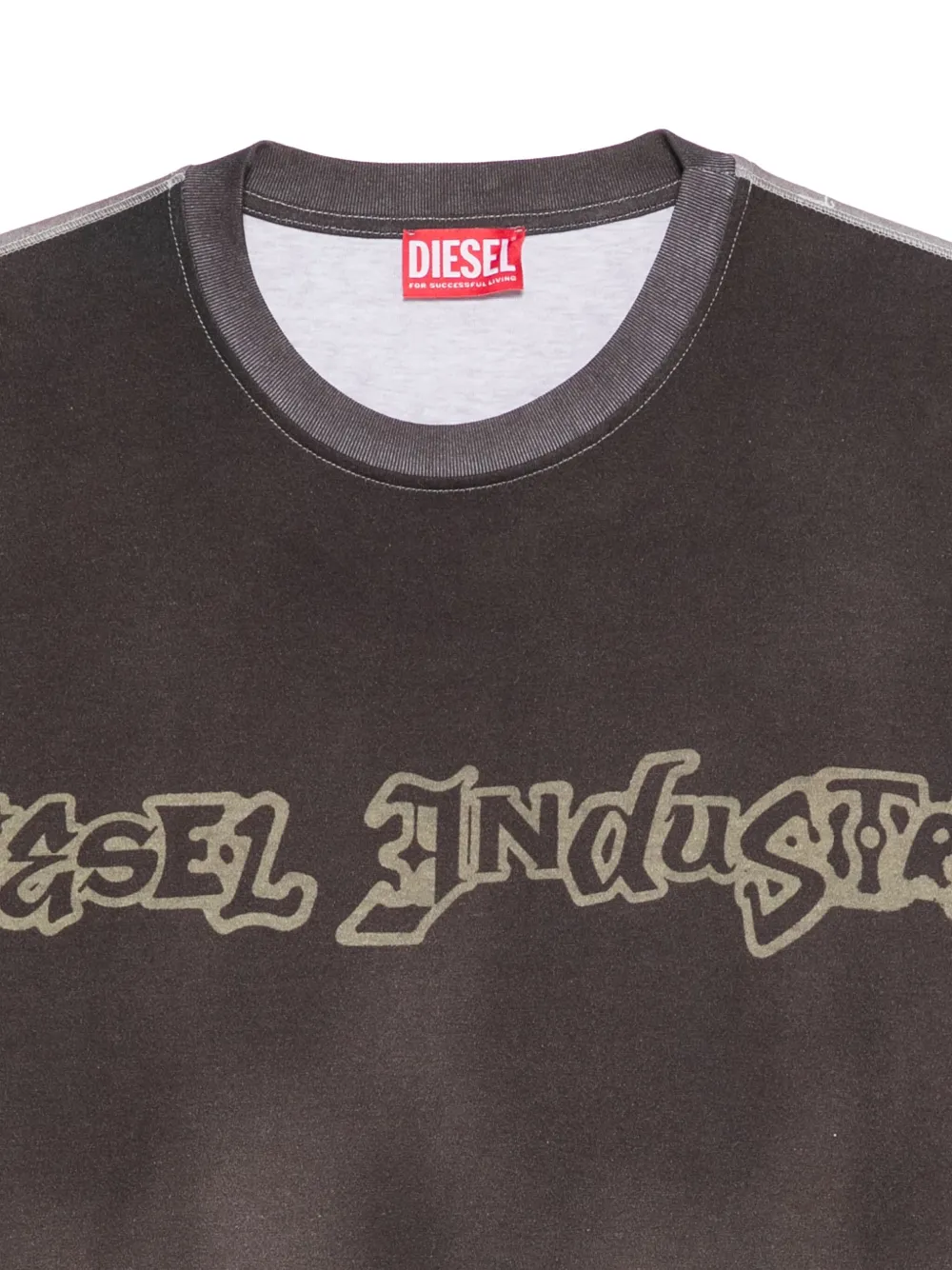 Diesel Sweater met logoprint en lange mouwen Grijs