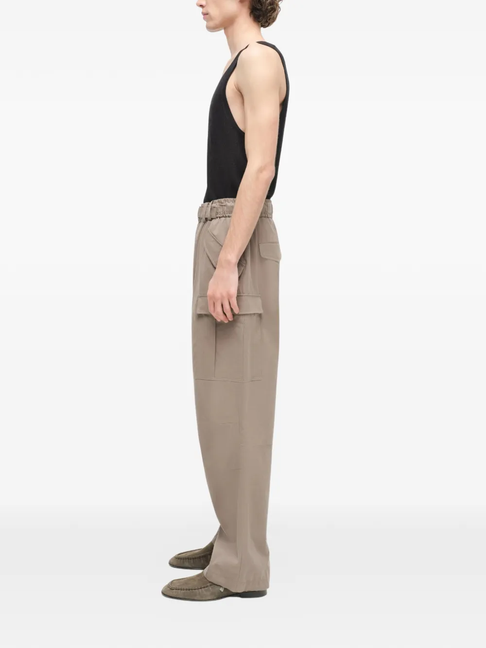 SIMKHAI Garrett cargo broek met wijde pijpen Beige