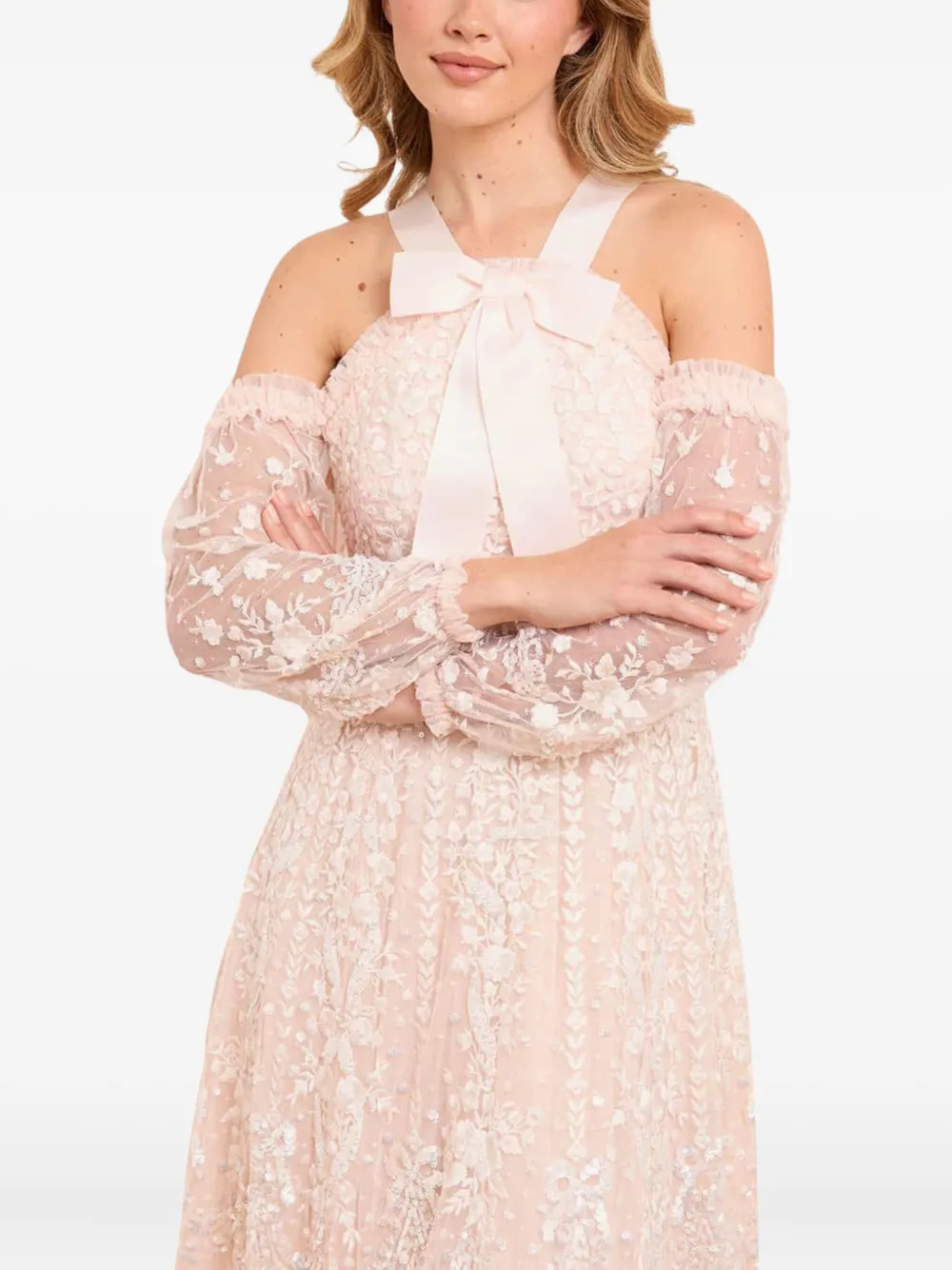 Needle & Thread Maxi-jurk met geborduurde bloemen Roze