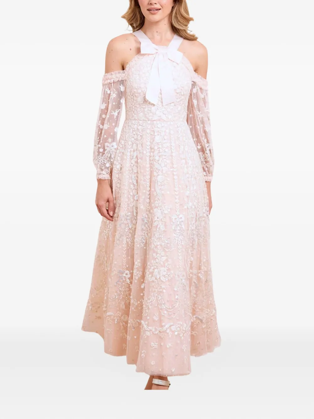 Needle & Thread Maxi-jurk met geborduurde bloemen - Roze