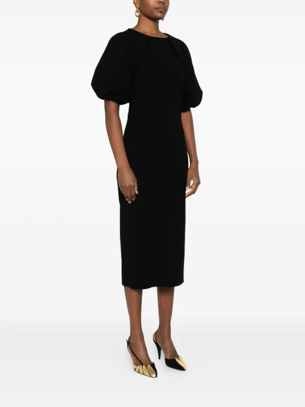 Curiel puff-sleeve Sheath Midi Dress Black FARFETCH
