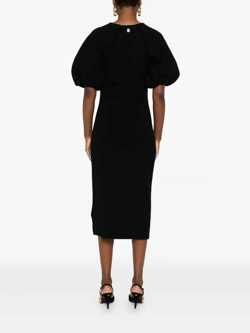 Curiel Midi-jurk met pofmouwen Zwart