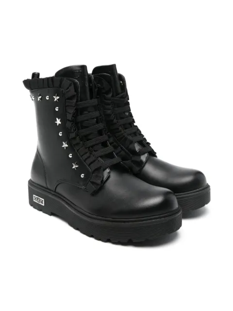 Cult studded ruffled boots