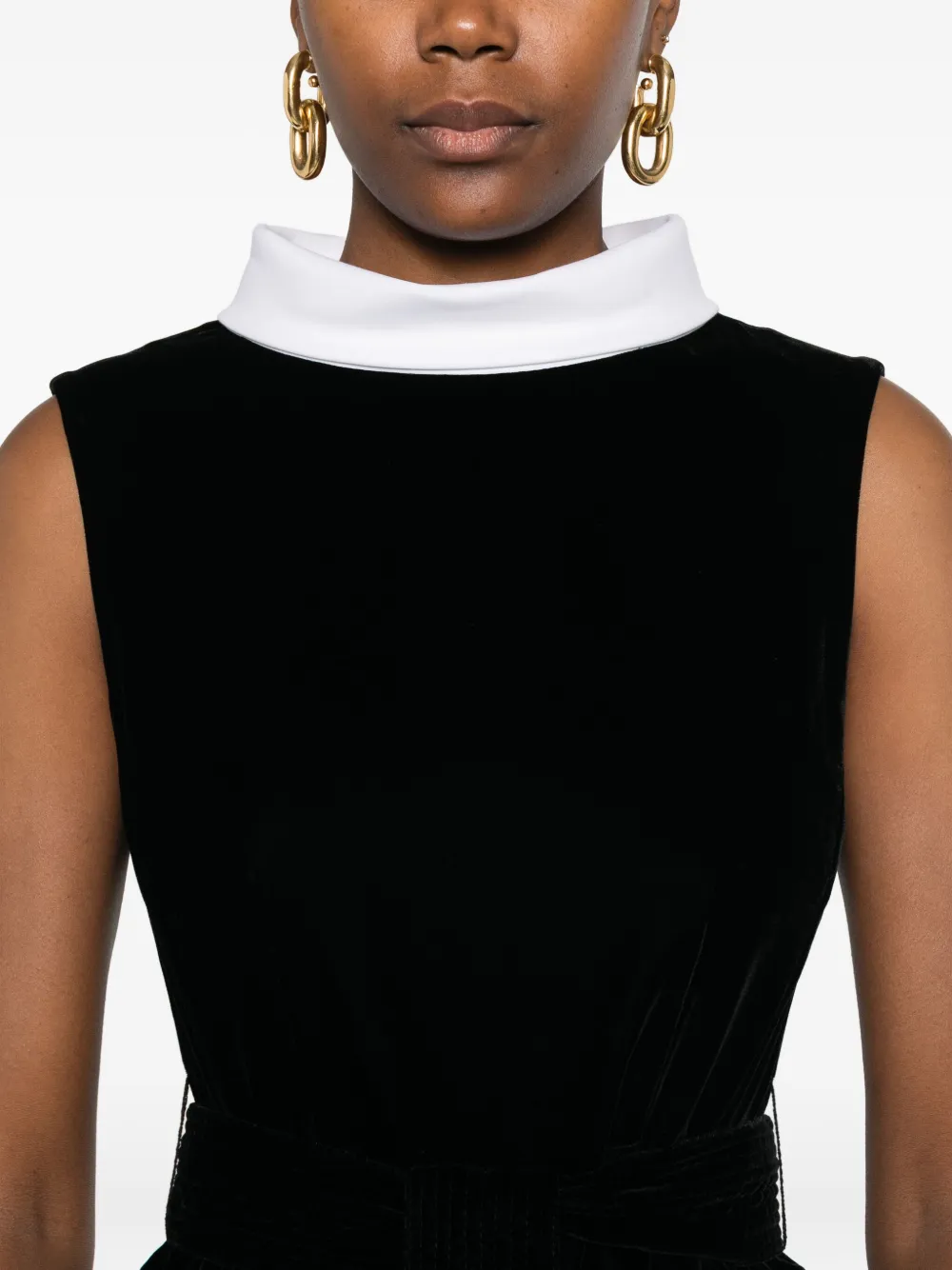 Curiel Mouwloze jurk met hoge hlas Zwart