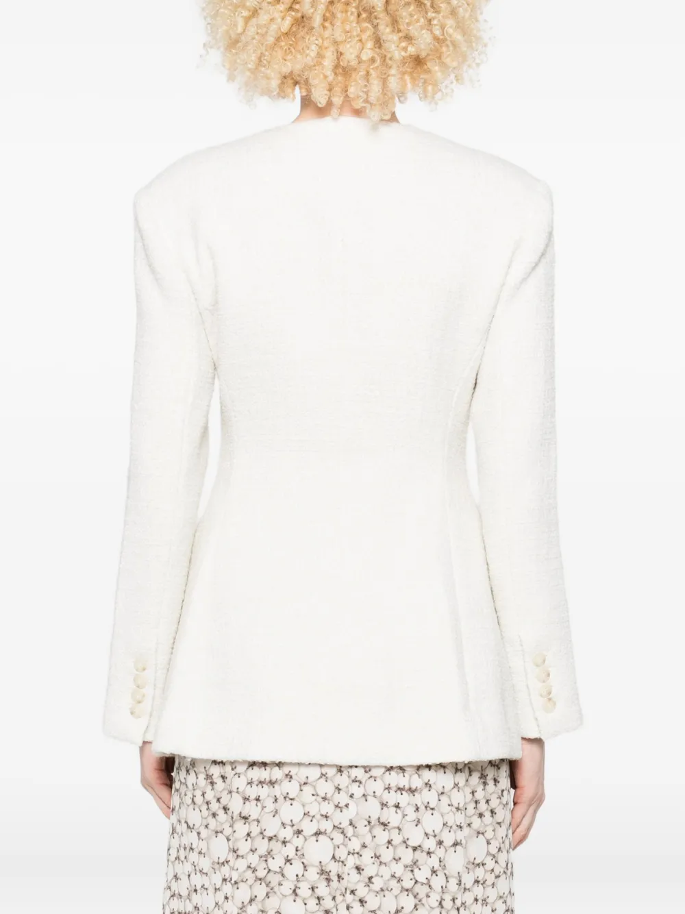 Malina Buttoned Tweed Jacket In White