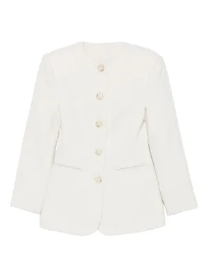 Giacca Blazer Donna In Tweed Scozzese Senza Colletto - Bianco, Taglia M, Con Frange E Tasche, Aperta Sul Davanti, Elegante Per Lavoro E Tempo Libero - 5