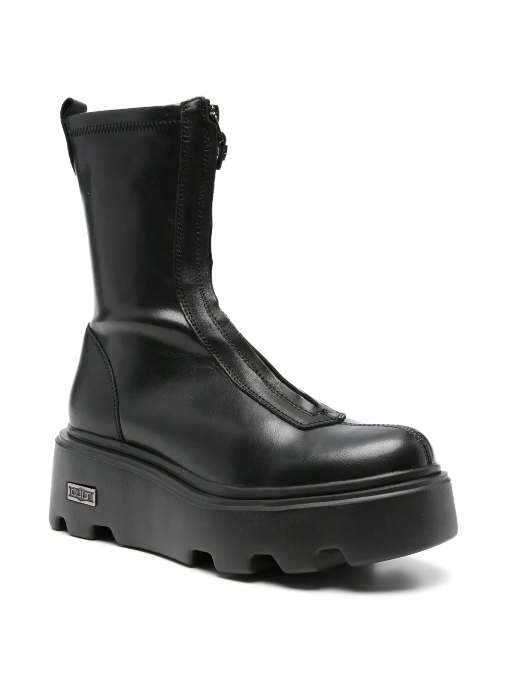 Cult 50mm zip-front platform boots Black