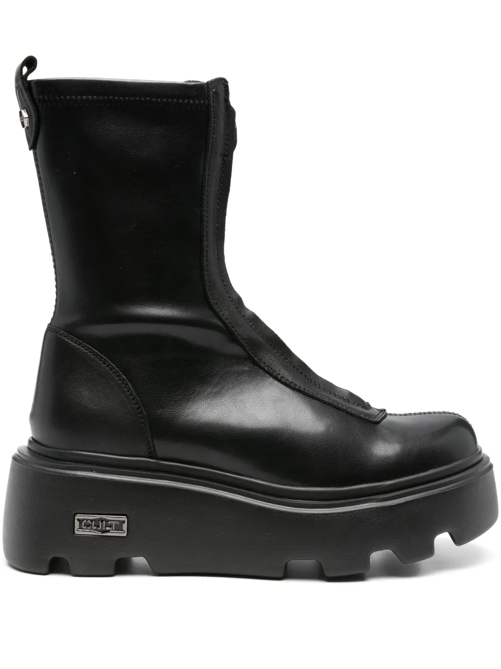 Cult 50mm zip-front platform boots Black