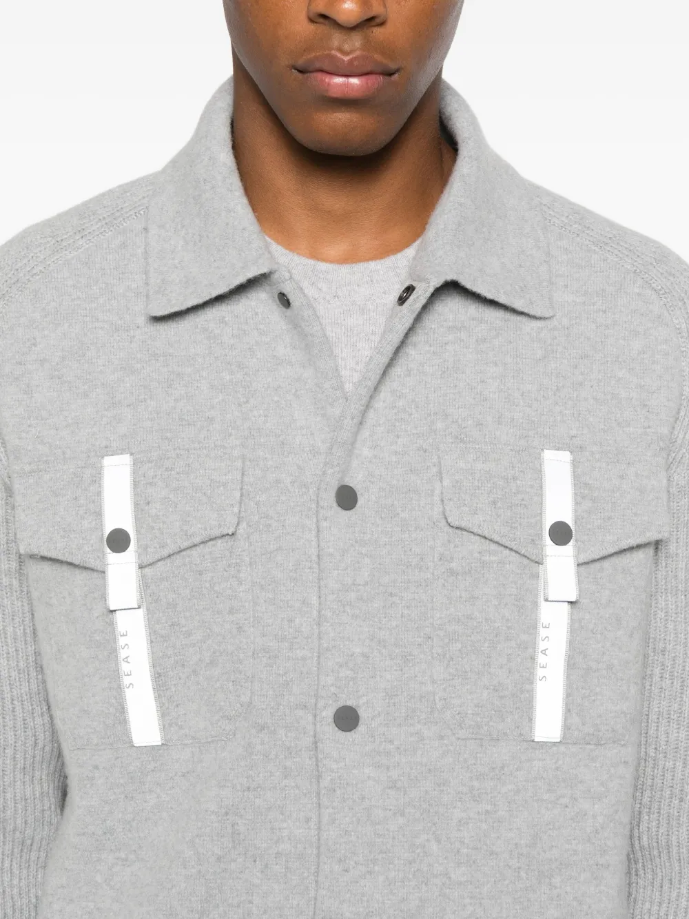Sease Ribbed-sleeve Shirt Jacket In Gray