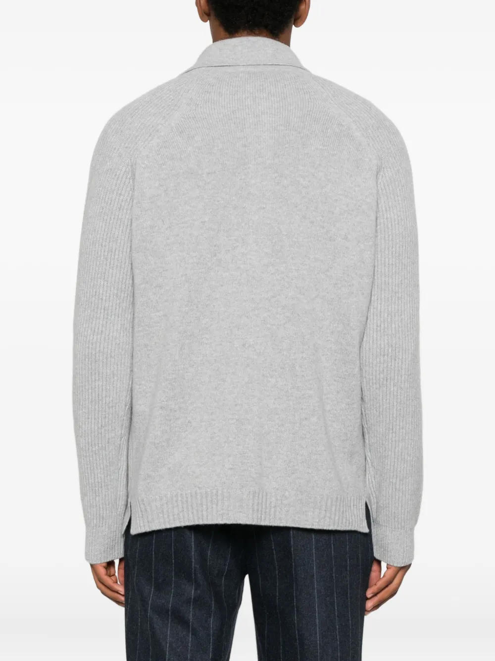 Sease Ribbed-sleeve Shirt Jacket In Gray