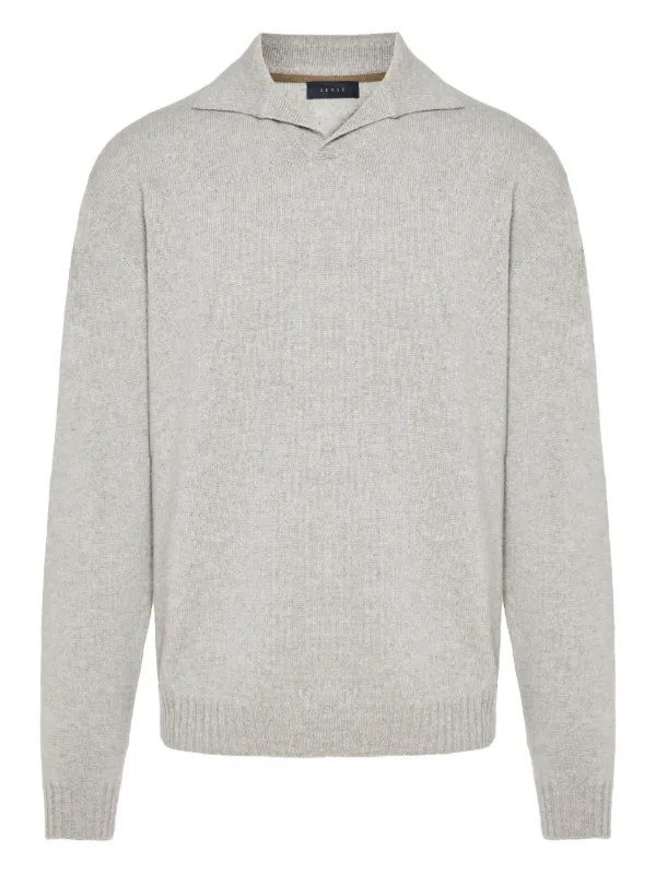 Sease Ribbed Spli-neck Sweater in Grey