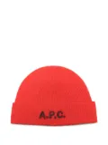 A.P.C. logo-embellishment beanie - Red