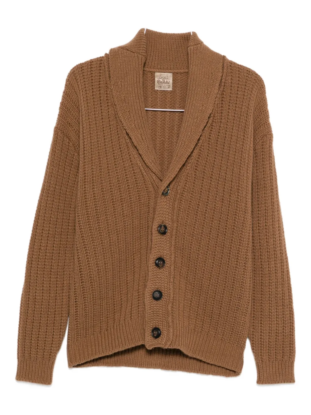 Rakkì Ribbed Shawl-collar Cardigan In Brown