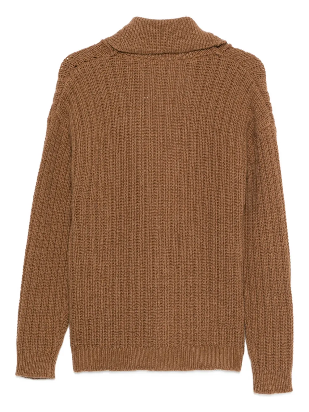 Rakkì Ribbed Shawl-collar Cardigan In Brown