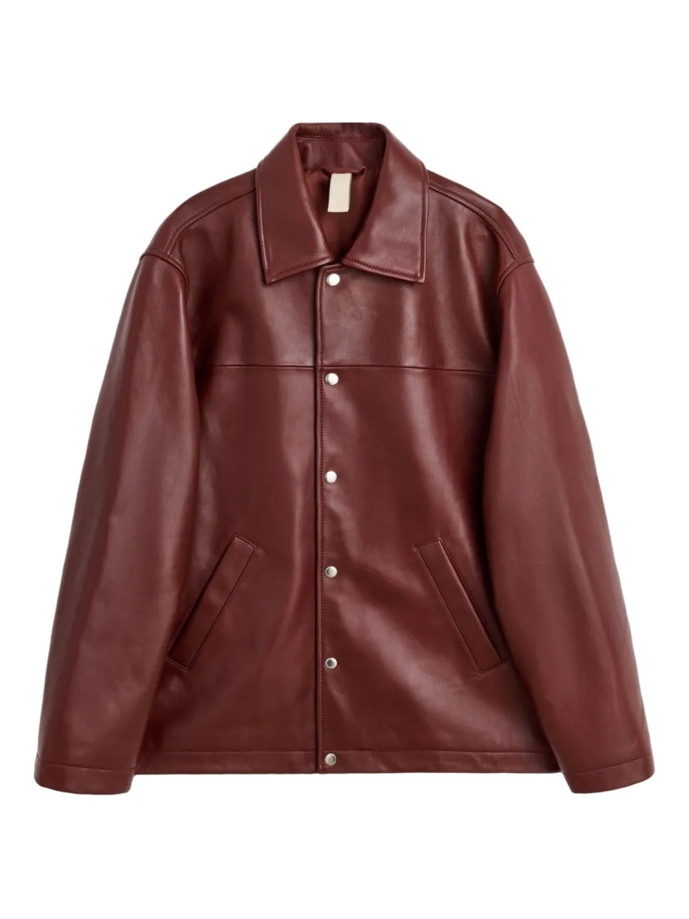 Sunflower snap-fastening leather jacket | Red | Image 1
