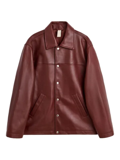 Sunflower snap-fastening leather jacket