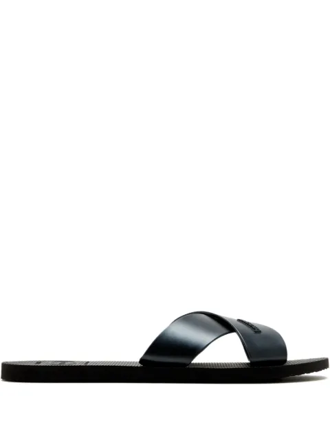 Havaianas Aqua Metallic cross-strap slides