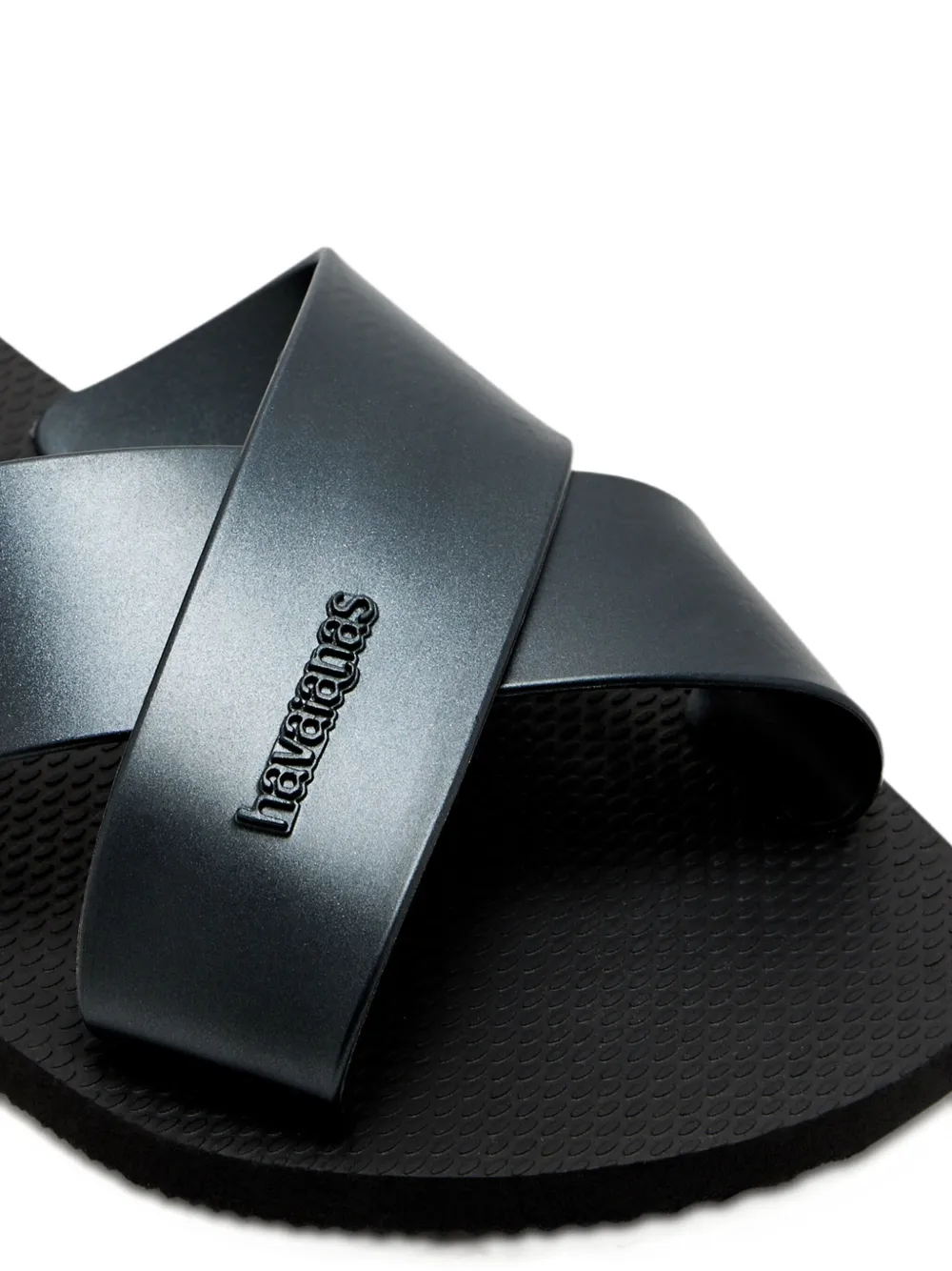 Havaianas Aqua Metallic Cross-strap Slides In Black