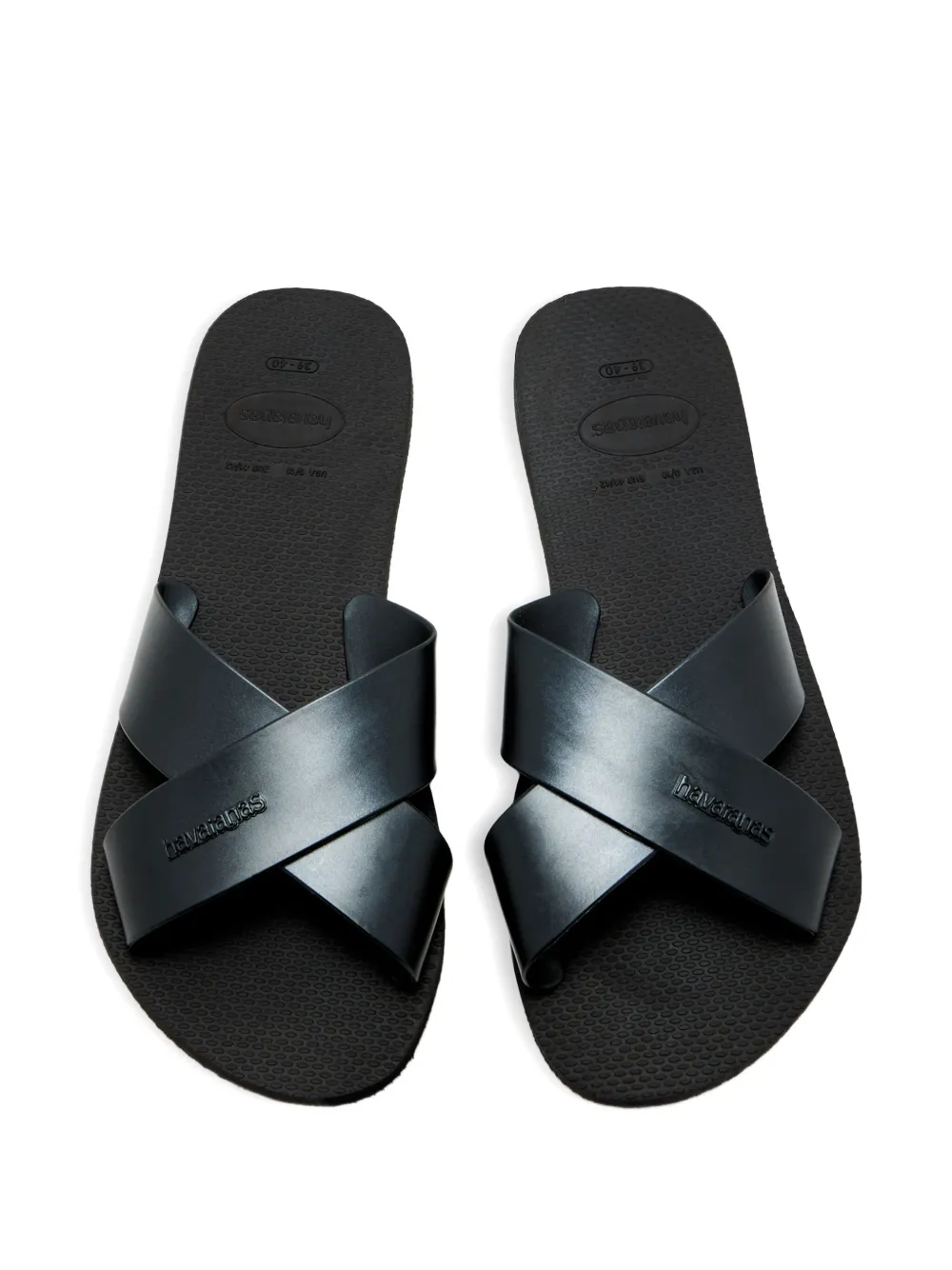 Havaianas Aqua Metallic Cross-strap Slides In Black