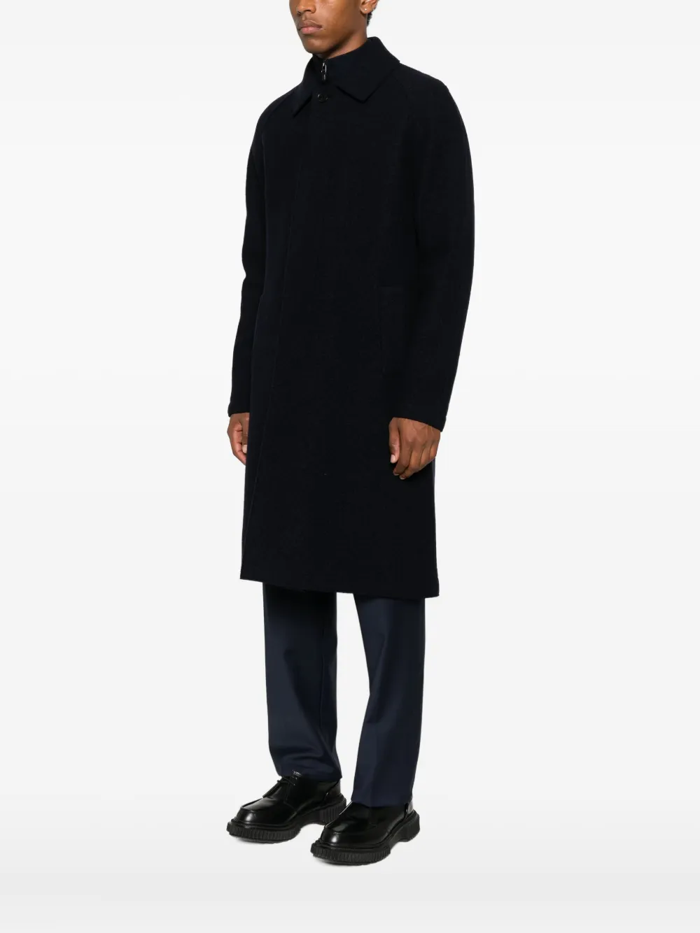 Harris Wharf London Raglan-sleeve Buttoned Coat In Blue