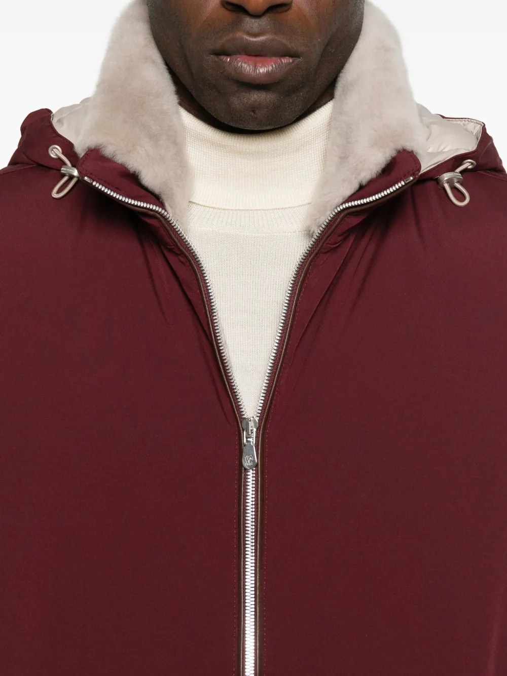 Brunello Cucinelli Hooded Zip-front Gilet In Red