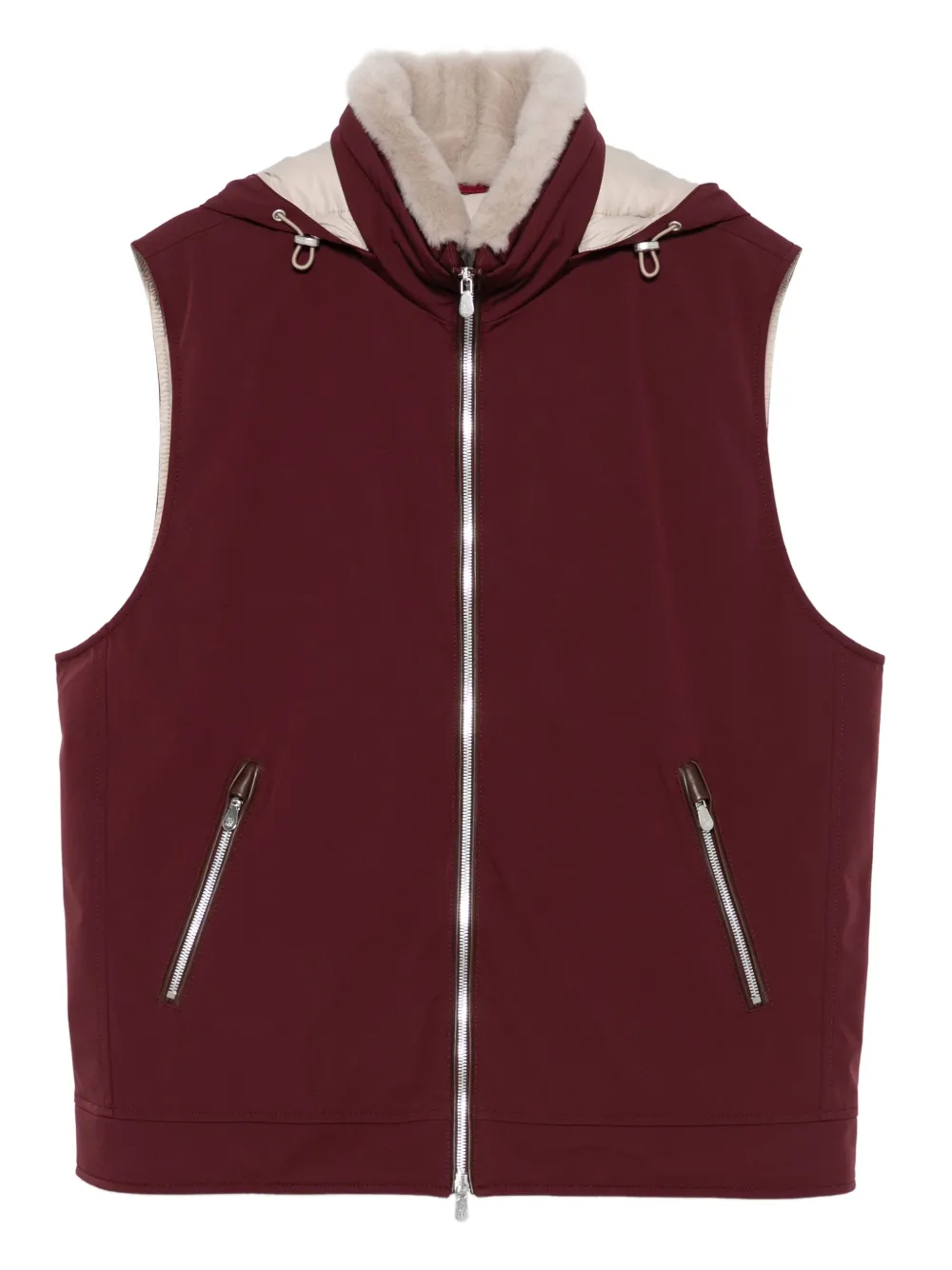 Brunello Cucinelli hooded zip-front gilet | Red | Image 1