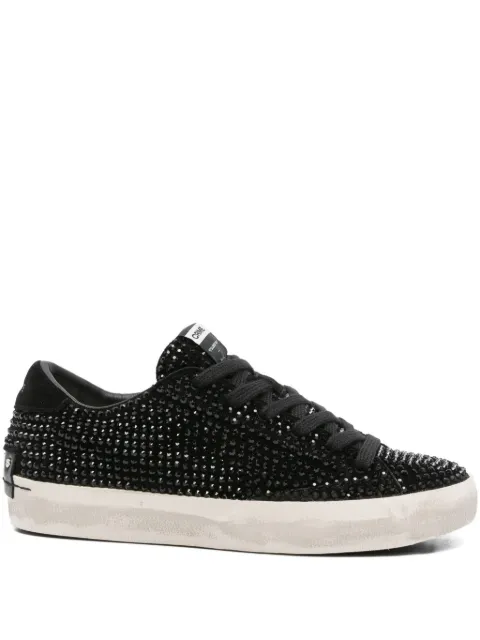 Crime London Distressed crystal-embellished sneakers