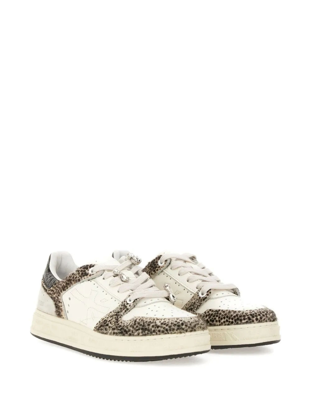 Premiata Quinnd 7655 verfraaide sneakers met dierenprint - Beige