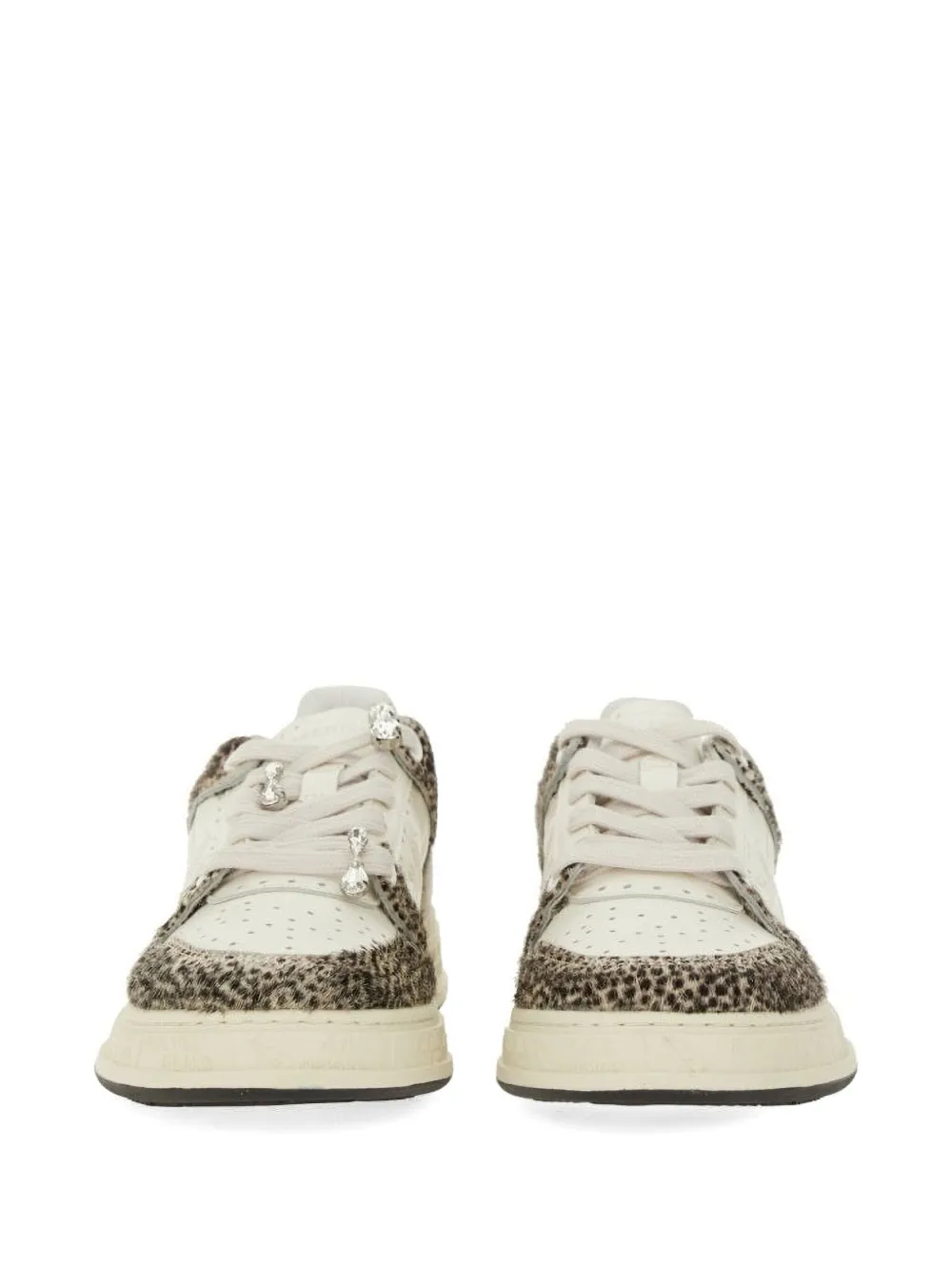 Premiata Quinnd 7655 verfraaide sneakers met dierenprint Beige
