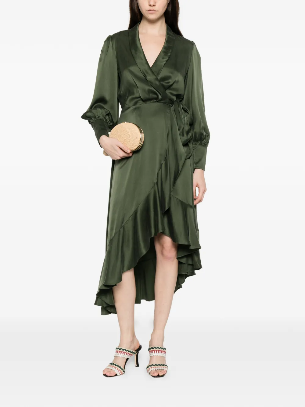 ZIMMERMANN ruffled wrap-style asymmetric dress - Groen