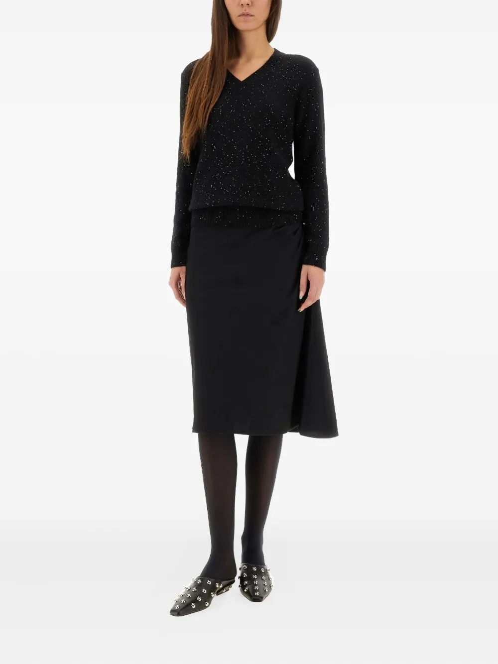 Fabiana Filippi Verfraaide trui met V-hals Zwart