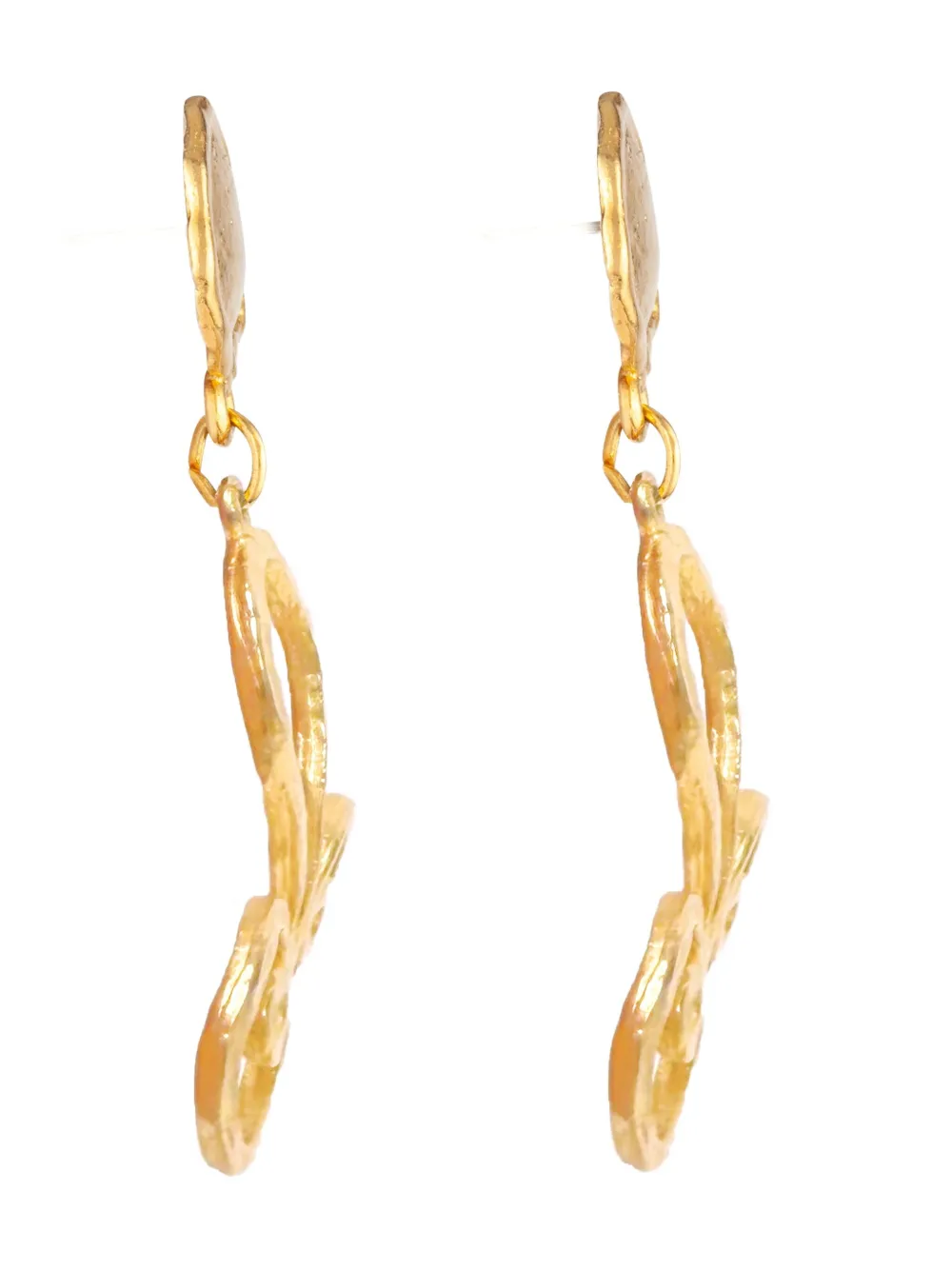 Pre-owned Susan Caplan Vintage 1990s Swirl Drop Earrings In Gold