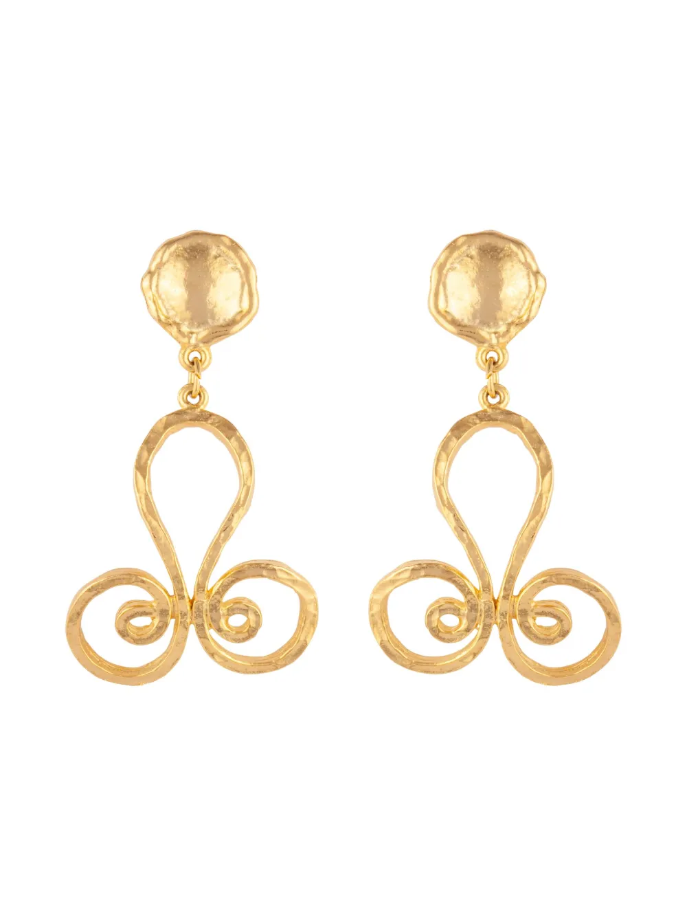 Pre-owned Susan Caplan Vintage 1990s Swirl Drop Earrings In Gold
