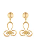 Susan Caplan Vintage 1990s swirl drop earrings - Gold