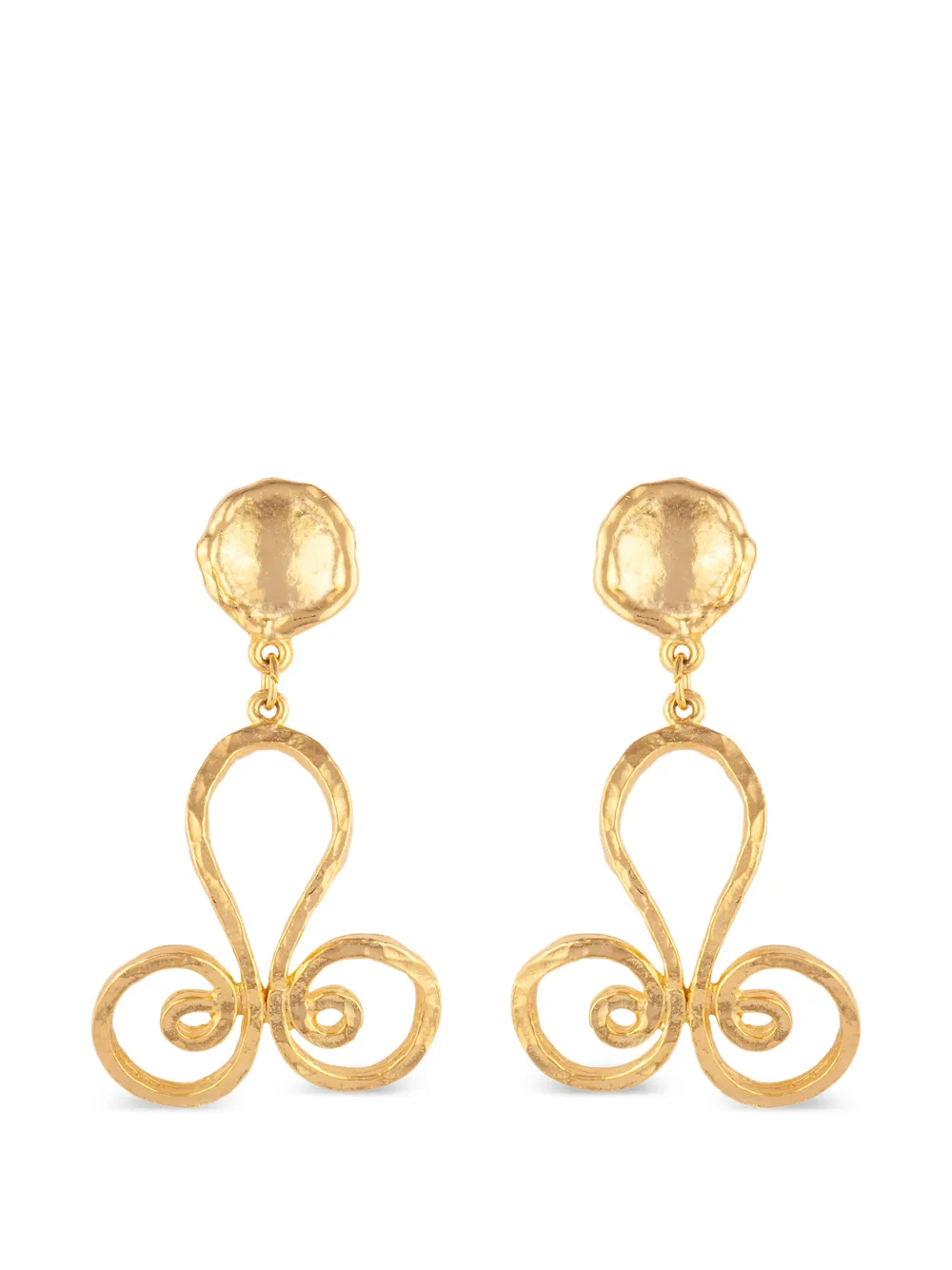 Susan Caplan Vintage 1990s swirl drop earrings - Oro