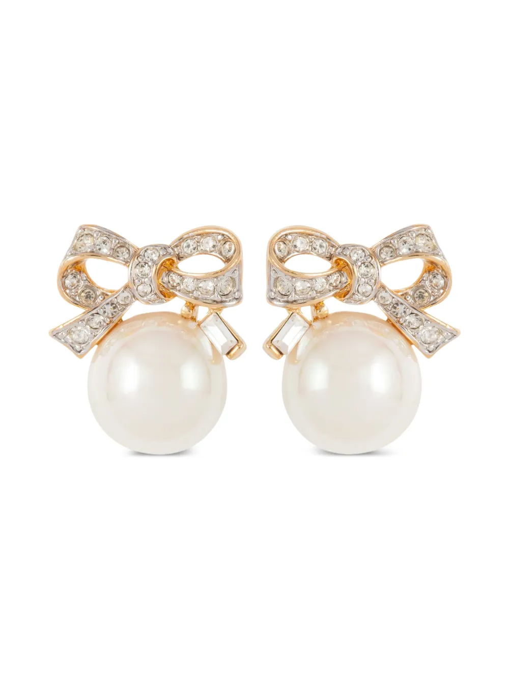 Nina Ricci Pre-Owned 1990s bow-embellishment earrings | Gold | Image 1
