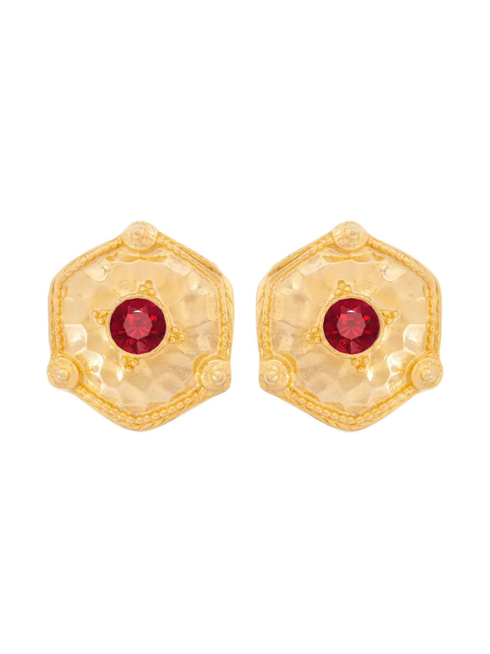 Pre-owned Susan Caplan Vintage 1980 Crystal-embellishment Earrings In Gold