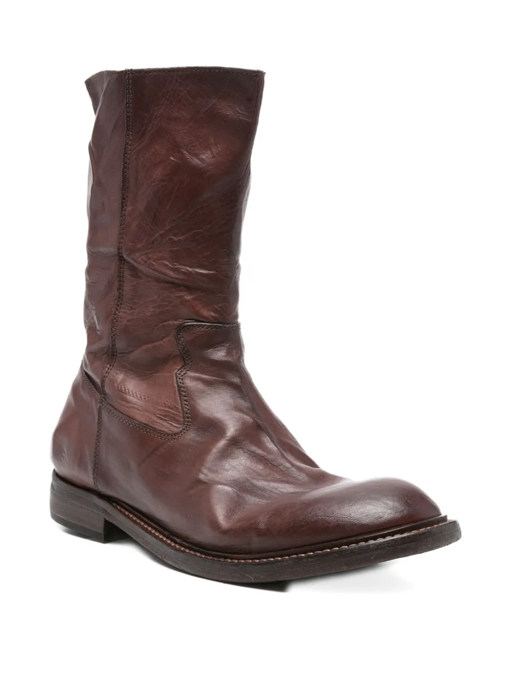 Moma leather zip boots Brown