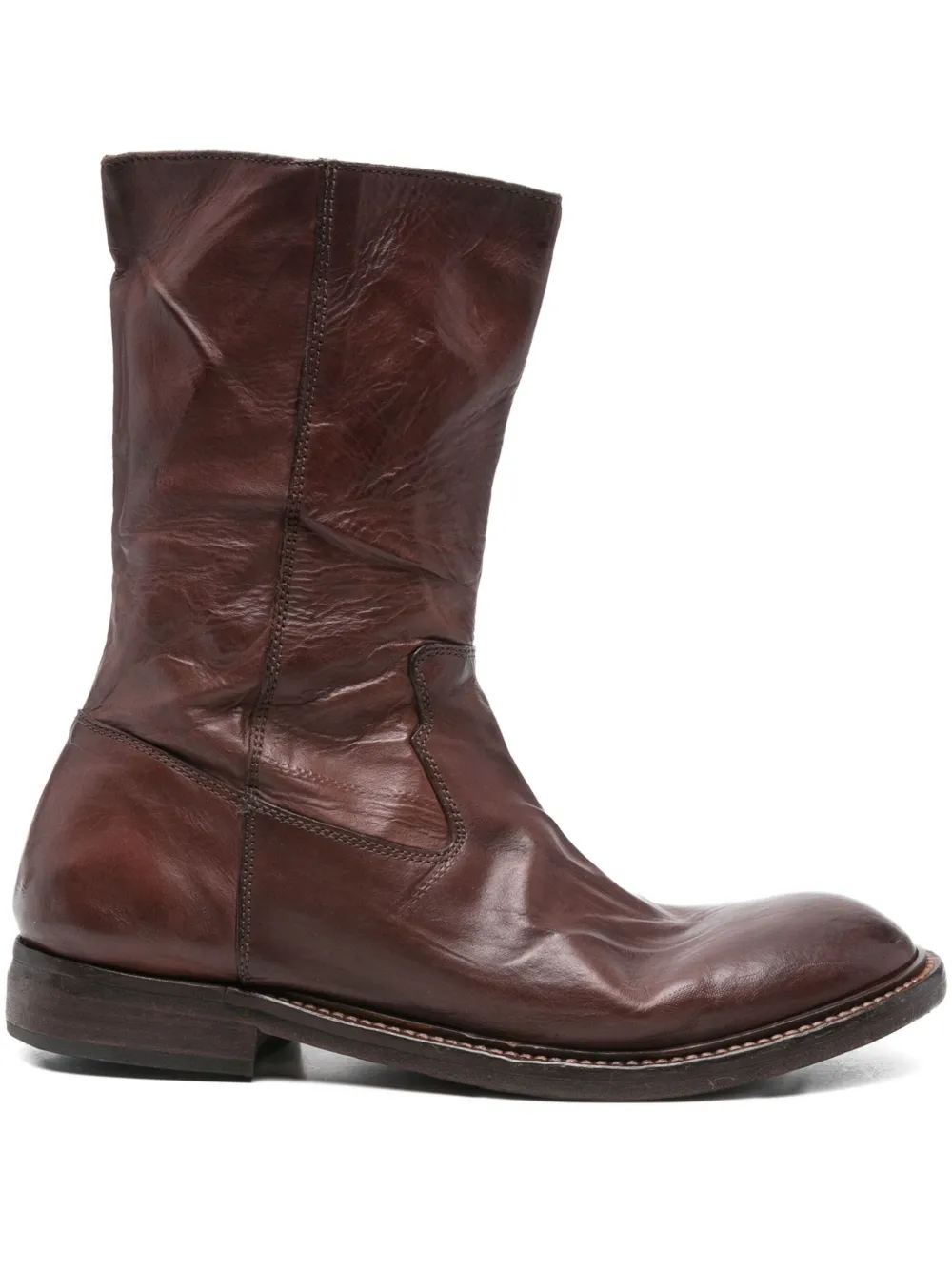 Moma leather zip boots Brown