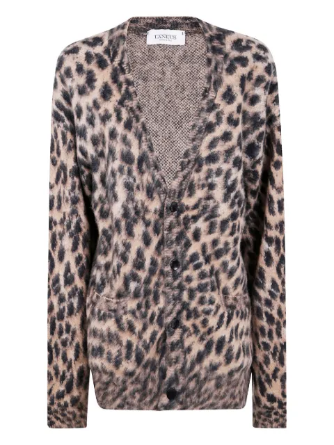 Laneus cárdigan con botones y estampado de leopardo