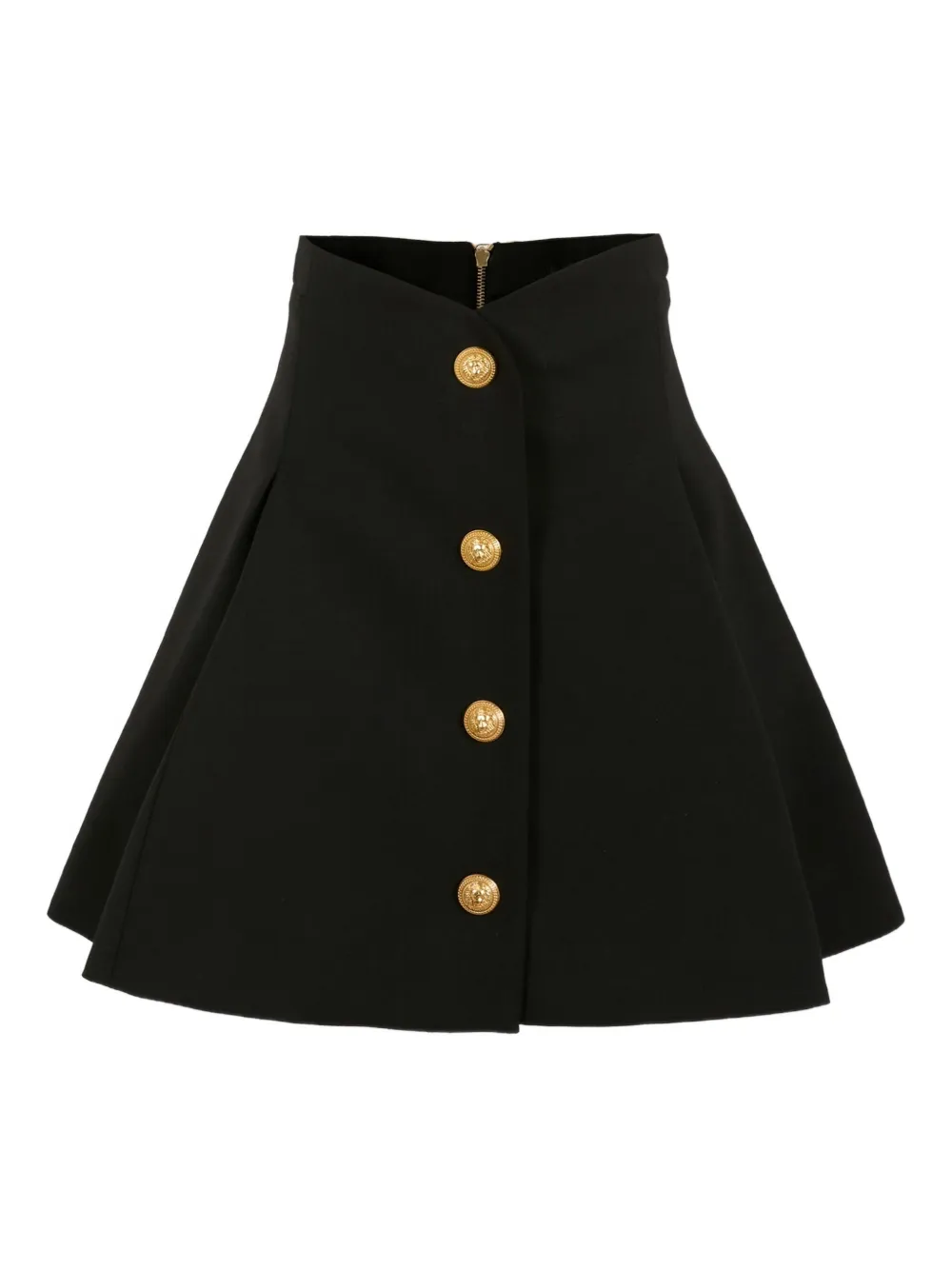 Balmain Kids gold-button pleated skirt – Black