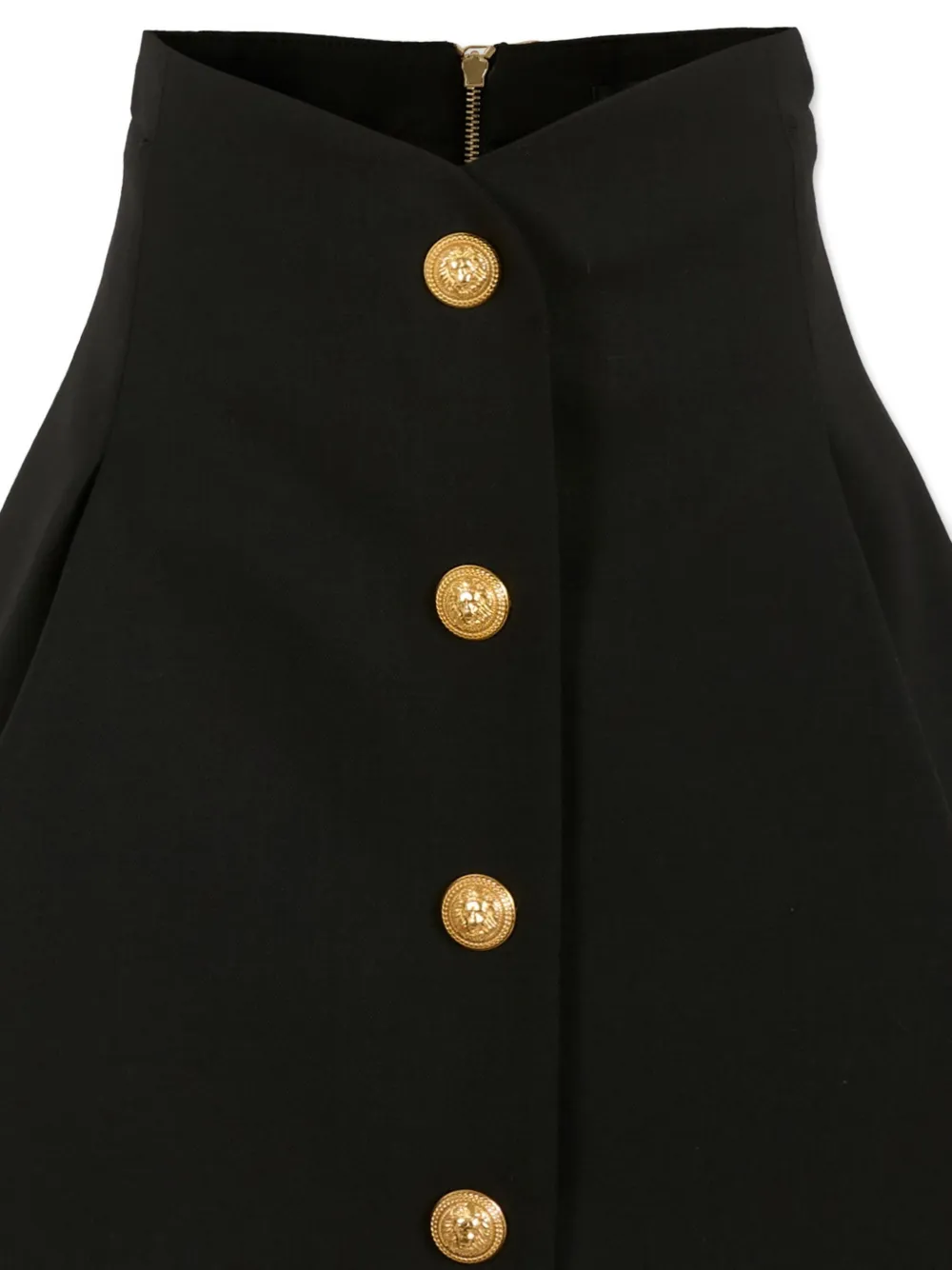 Balmain Kids Plooirok met gouden knoop Zwart