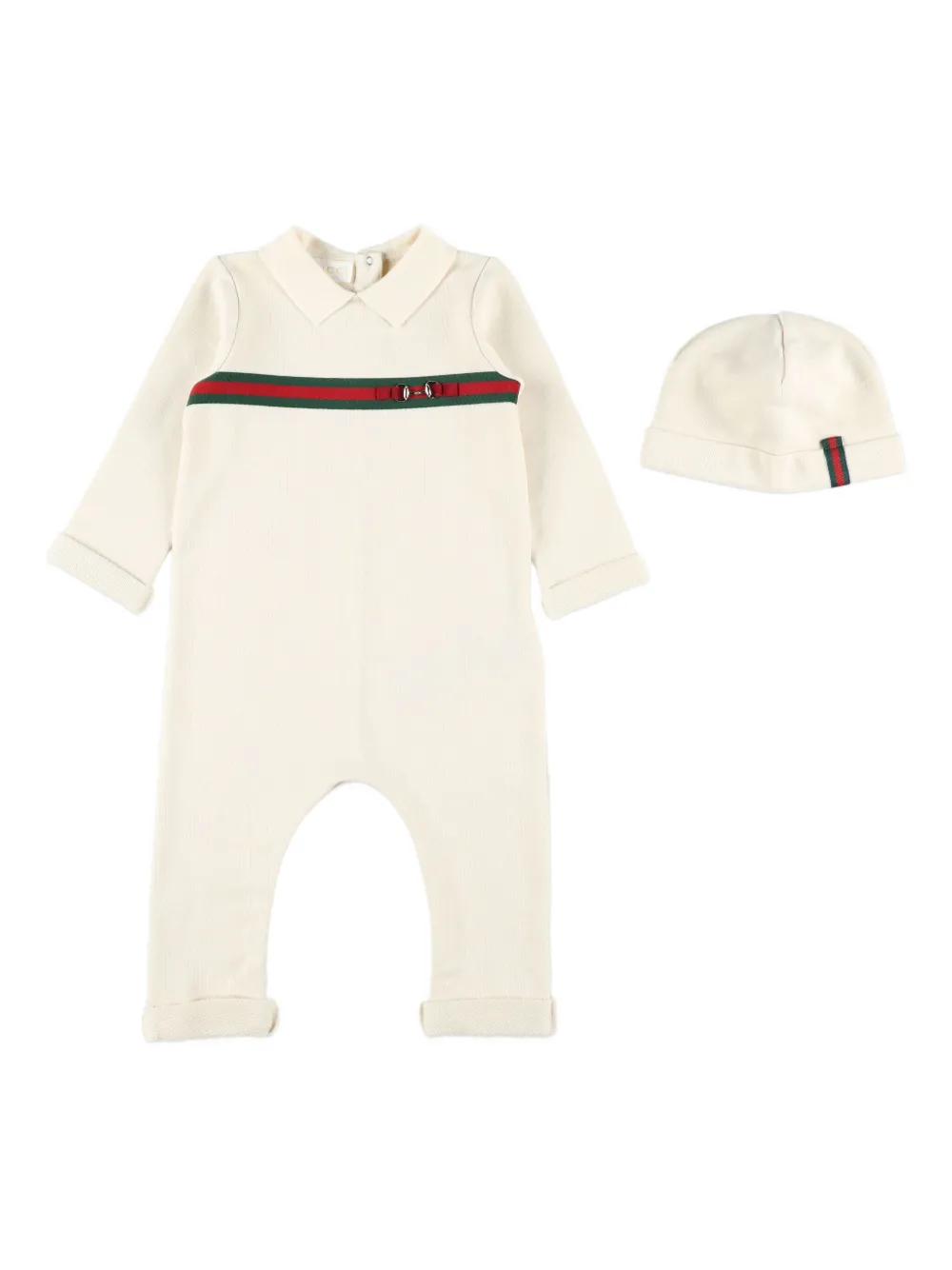 Gucci Kids ribbed horsebit jumpsuit set | Neutrals | Image 1