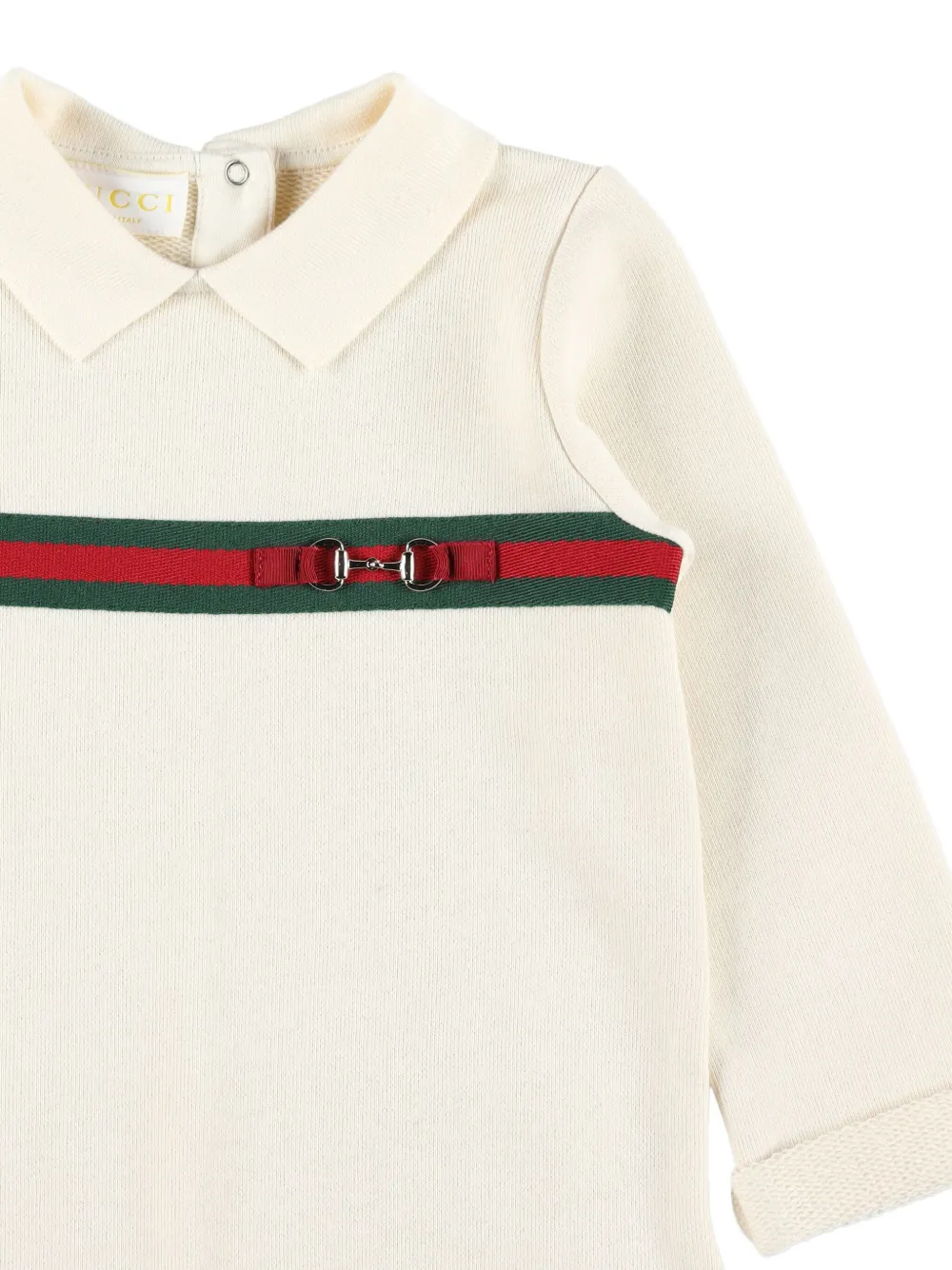 Gucci Kids Geribbelde jumpsuit met horsebit-detail Beige