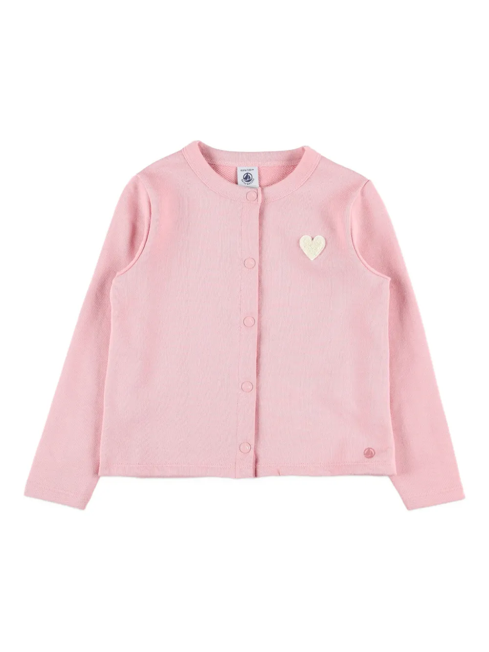 Petit Bateau Kids' Heart-patch Fleece Cardigan In Pink