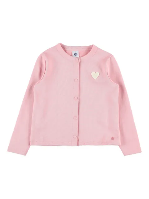 Petit Bateau heart-patch fleece cardigan