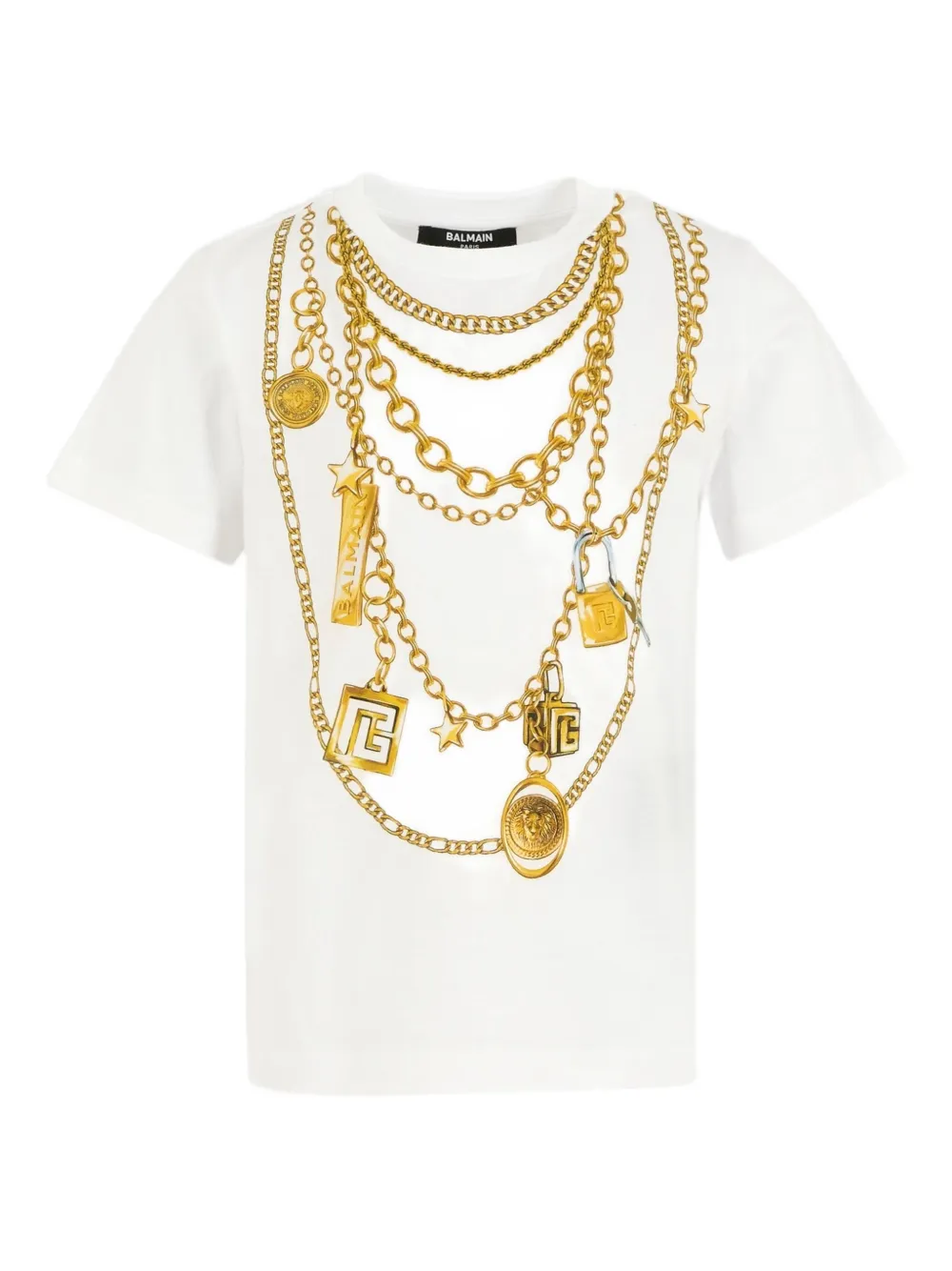 Balmain Kids chain-print T-shirt | White | Image 1
