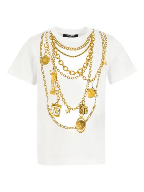 Balmain Kids playera con cadenas estampadas