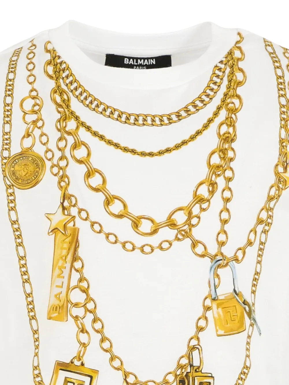 Balmain Kids T-shirt met kettingprint Wit