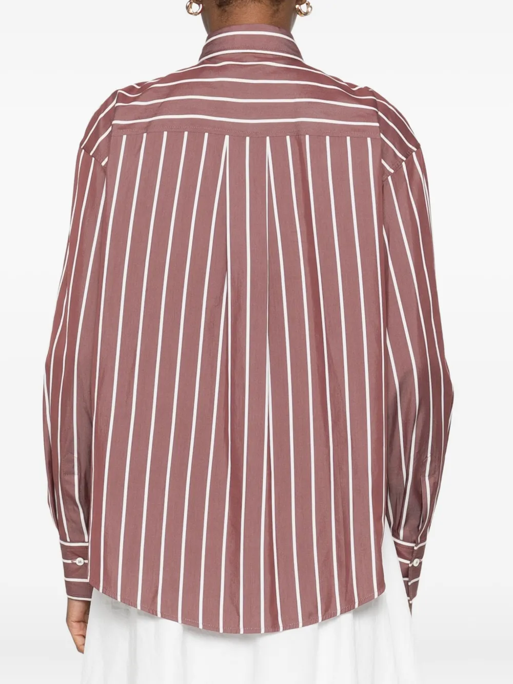 Brunello Cucinelli Striped Button-fastening Shirt In Brown